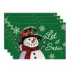 Red Snowman Let It Snow Winter Placemats Set of 4, 12x18 Inch Seasonal Christmas Holiday Table Mats for Party Kitchen Dining Decoration