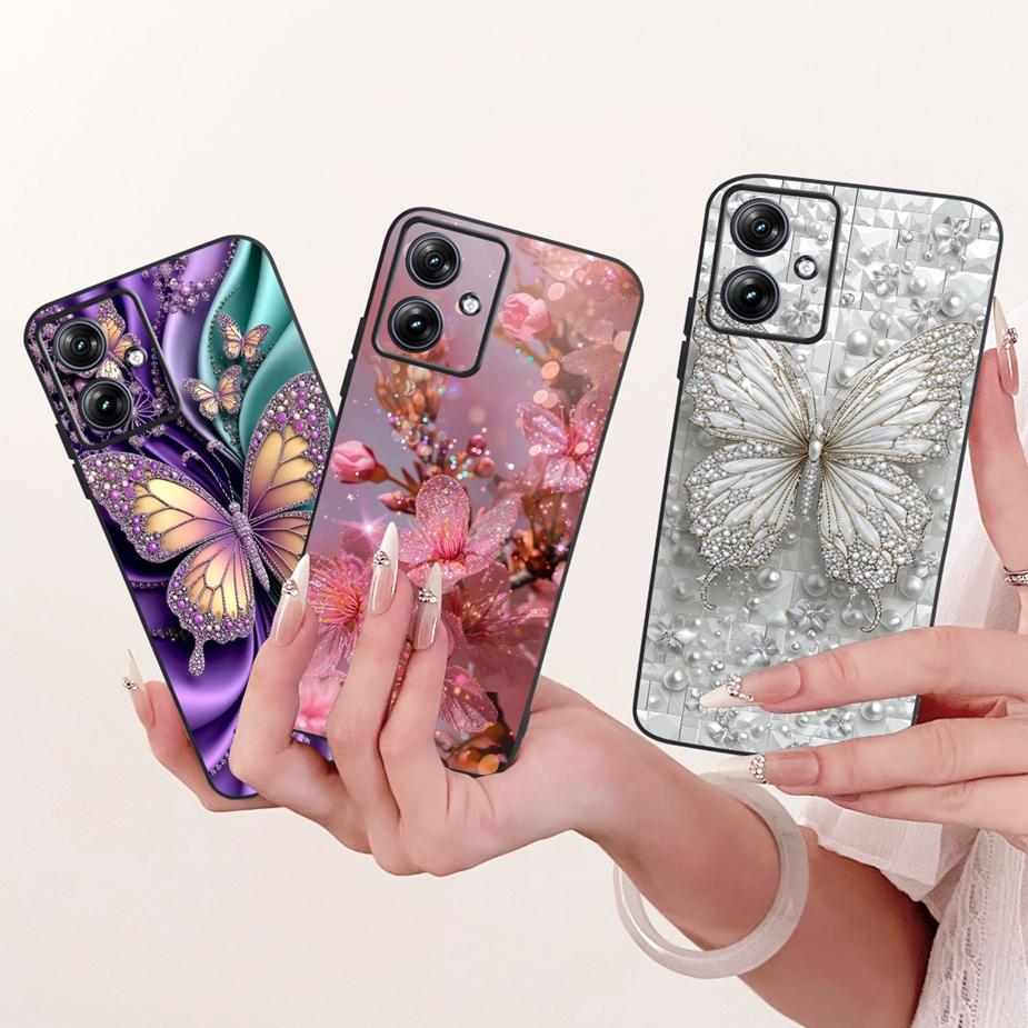 For Motorola Moto G54 G84 Case Luxury Butterfly New Painted Cover Soft TPU Phone Case For Motorola G84 G 54 MotoG84 MotoG54 Bags
