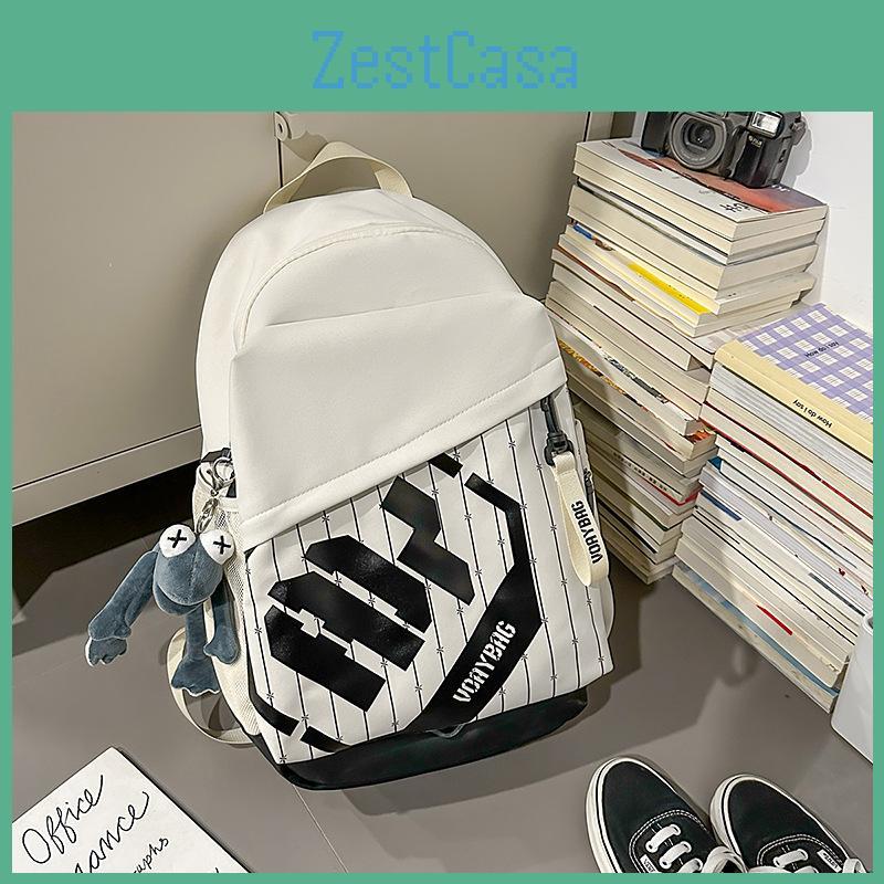 Capacity Simple Big Backpack With Letter Decoration And Stripe Design Daily For