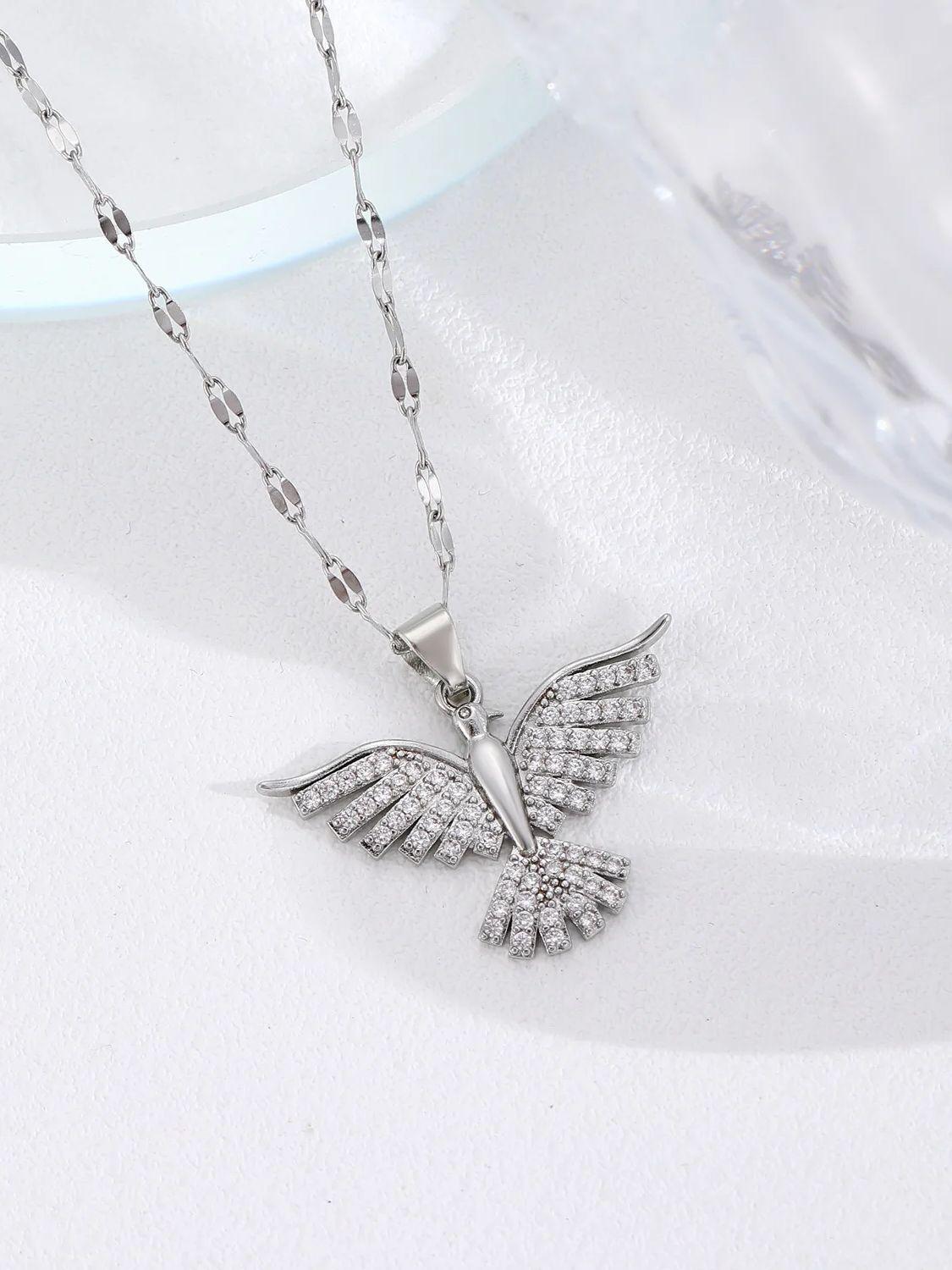 

IFYOUOO Fashion Elegant New Phoenix Wing Necklace - Gold Zircon Inlaid Light Luxury Choker for Women’s Special Gift серебряный