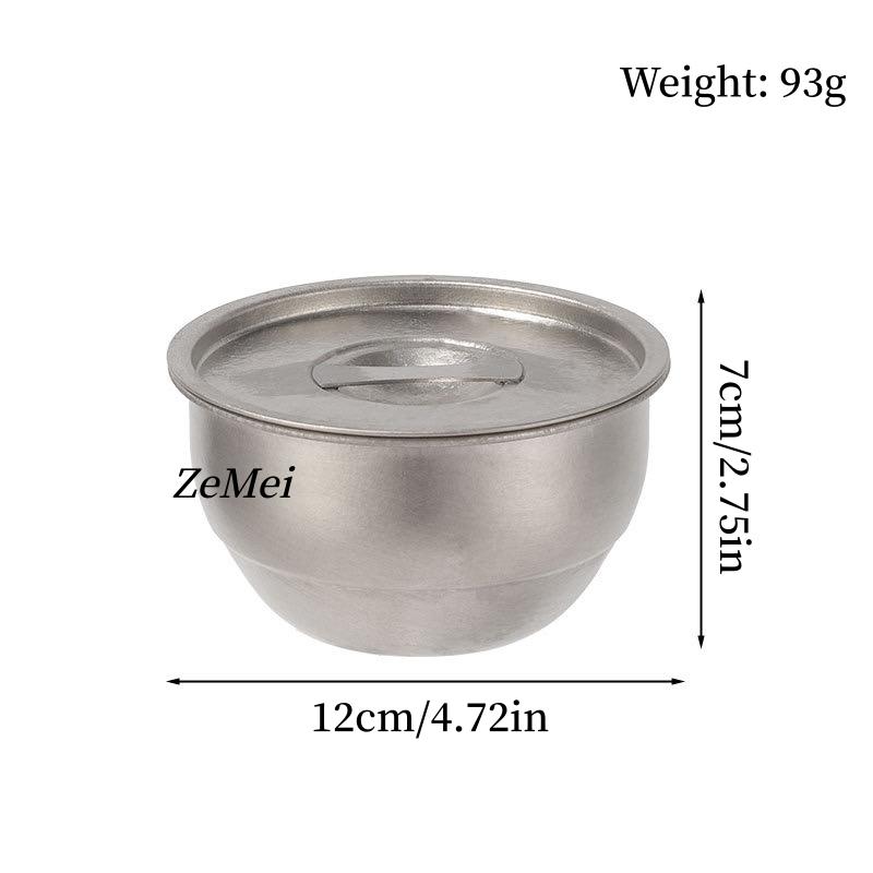 Pure Titanium Double-Wall Salad Bowl,With Lid Double-Layer Ice-Flake Cut Surface 12 Cm Home Food Storage Soup Bowl Tableware