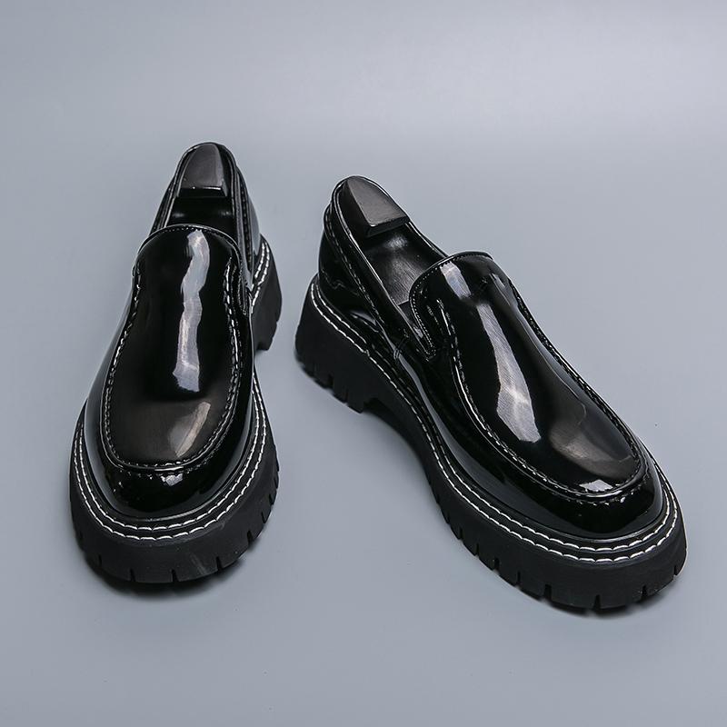 Men's Business Leather Loafers Dress Shoes Casual Gentleman Office High Quality Luxury Loafers Thick bottom Slip on Shoes Brands