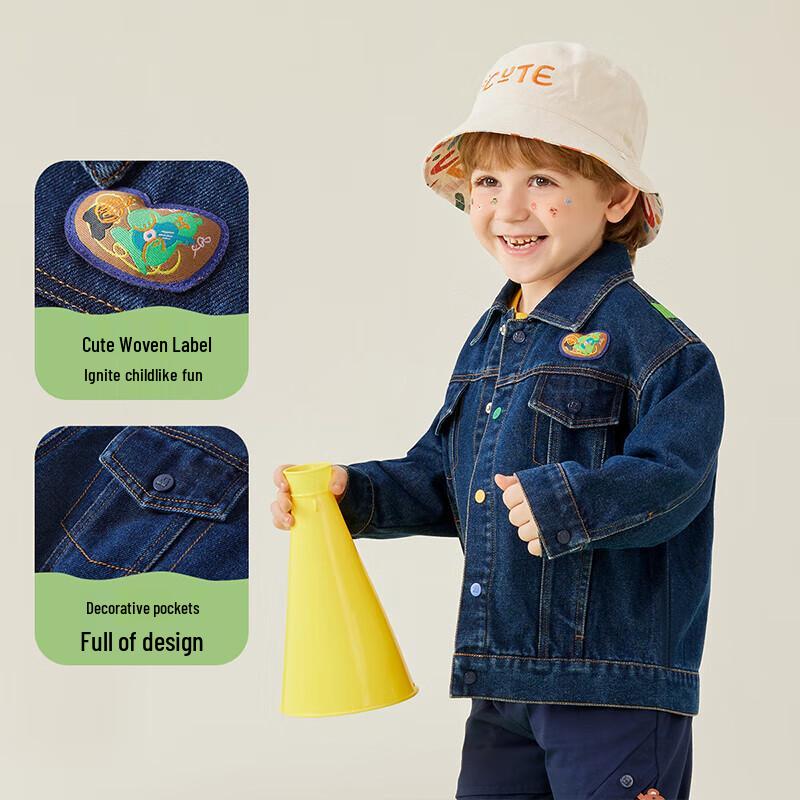 MQDMINI Boys' Blue Bear Denim Jacket