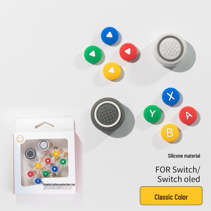 Switch Silicone Keycap - Directional Joystick Cap and Colored Button Sticker for Joy-Con