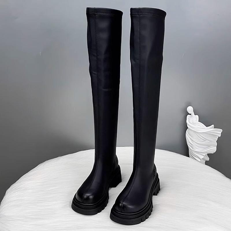 Fashion Flats Women Knee High Boots Platform Fashion Winter Shoes Designer New Woman High Boots 2025 New Brand Goth Mujer Chelsea Botas
