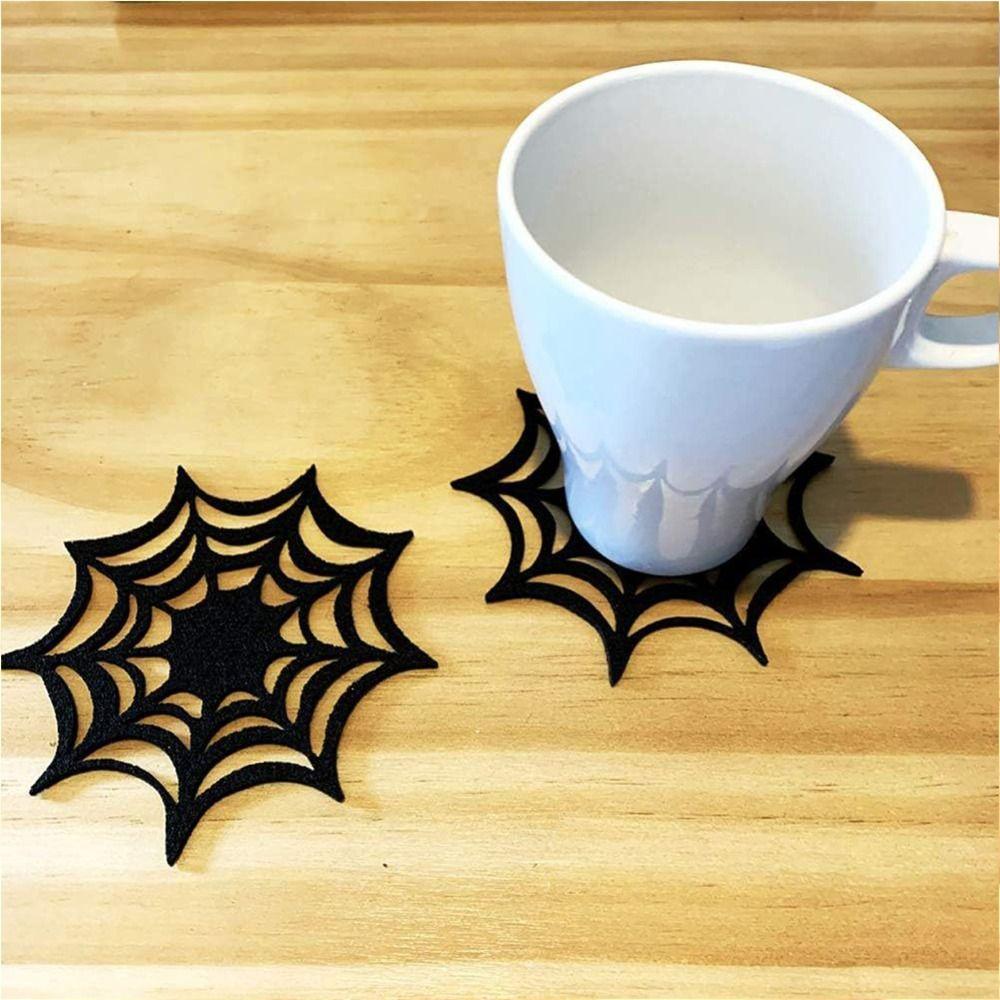 6pcs Heat Resistant Spider Web Coaster Hollow Spider Web Cup Mat Spider Web Cup Pad  Halloween