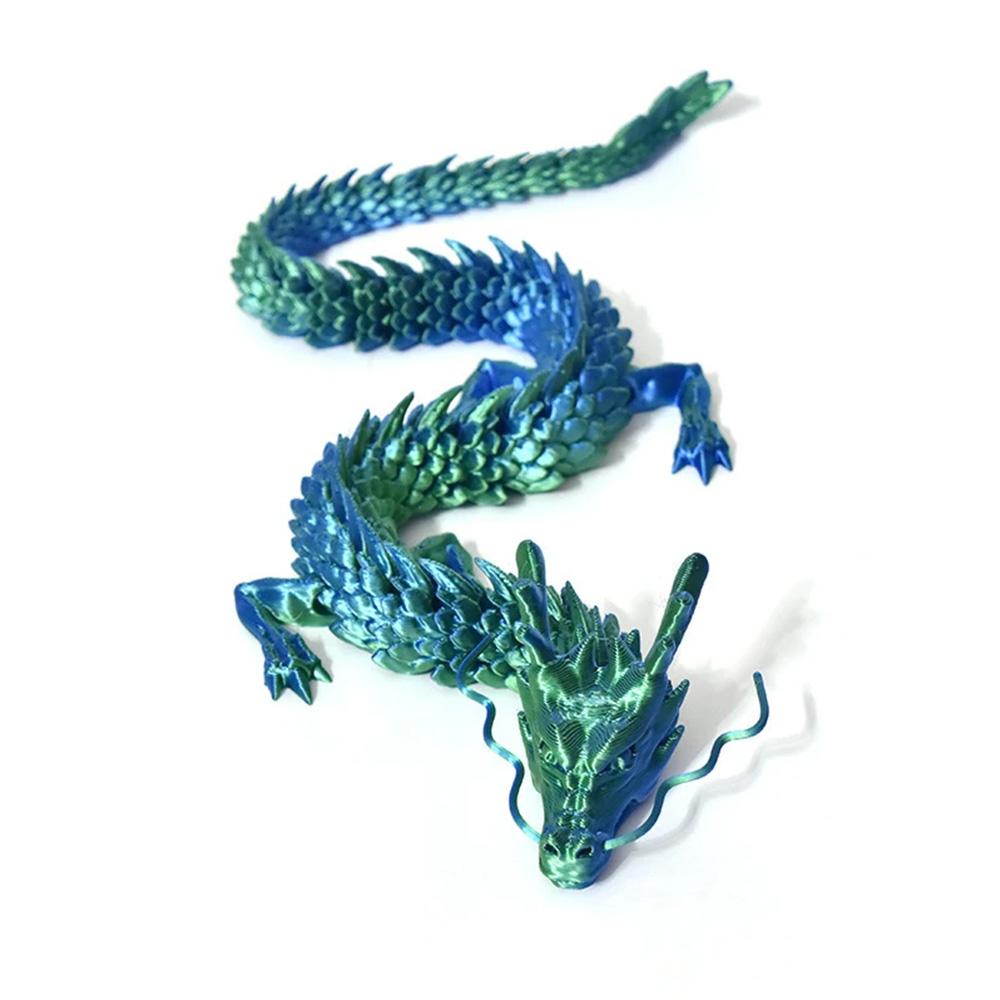 120/180cm Exquisite Chinese Dragon 3D Printed Flexible Joints Figurine for Desk Car Office Decor Plants Landscaping Decoration