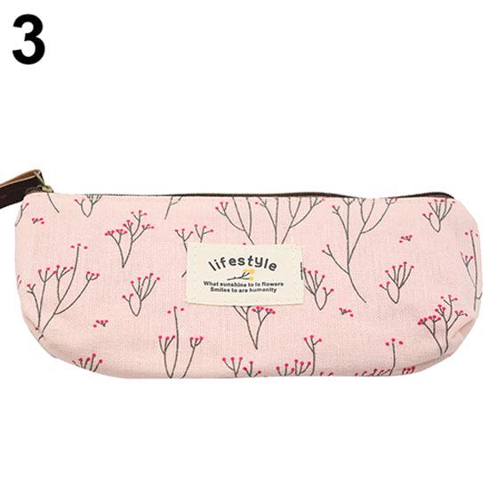 

Цветочный цветочный пенал для карандашей, косметический макияж, сумка для инструментов, сумка для хранения, кошелек 20cm x 7.5cm розовый