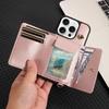 Dual-Fold Multi-Card Wallet Case with Long + Short Dual Straps for Samsung S25 Ultra S24 FE S23 Ultra iPhone 16 15 14 13 12 11 PU Leather Phone Case