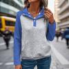Felpa con collo alto e cuciture a contrasto, casual, comoda, autunnali, da donna, con scollo a V e motivo a zigzag, Muscle Sense