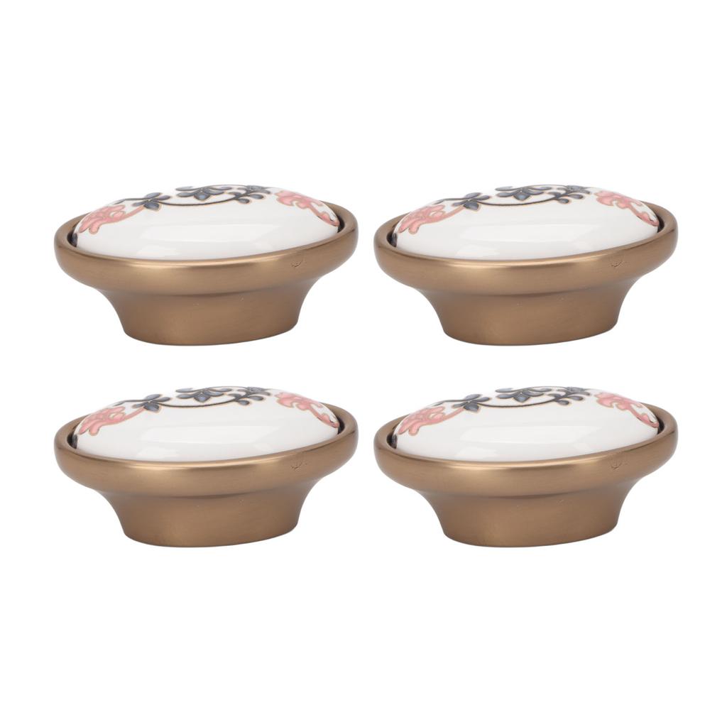 4 Sets Oval Cabinet Knobs 3D Floating Flower Exquisite Ergonomic Vintage Cabinet Knobs for Home Door