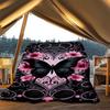 1pc Butterfly Floral Pattern Outdoor Flannel Blanket Soft All Season Polyester Throw , Perfect for Picnics & Travel , Picnic Accessory