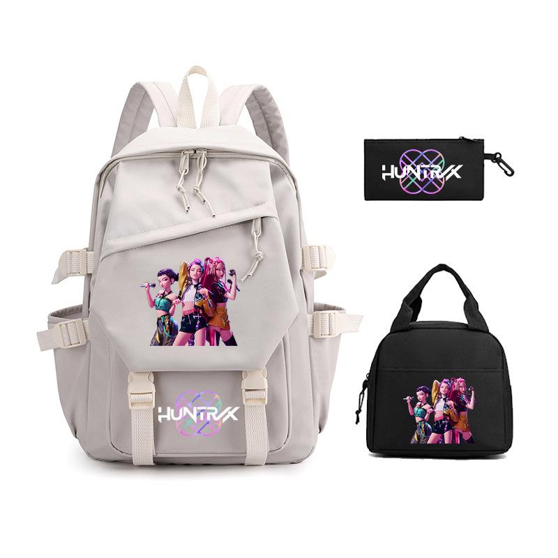 Demon Hunters KPop Demon Hunters Student School Bag Three-piece School Bag Zipper Pencil Case