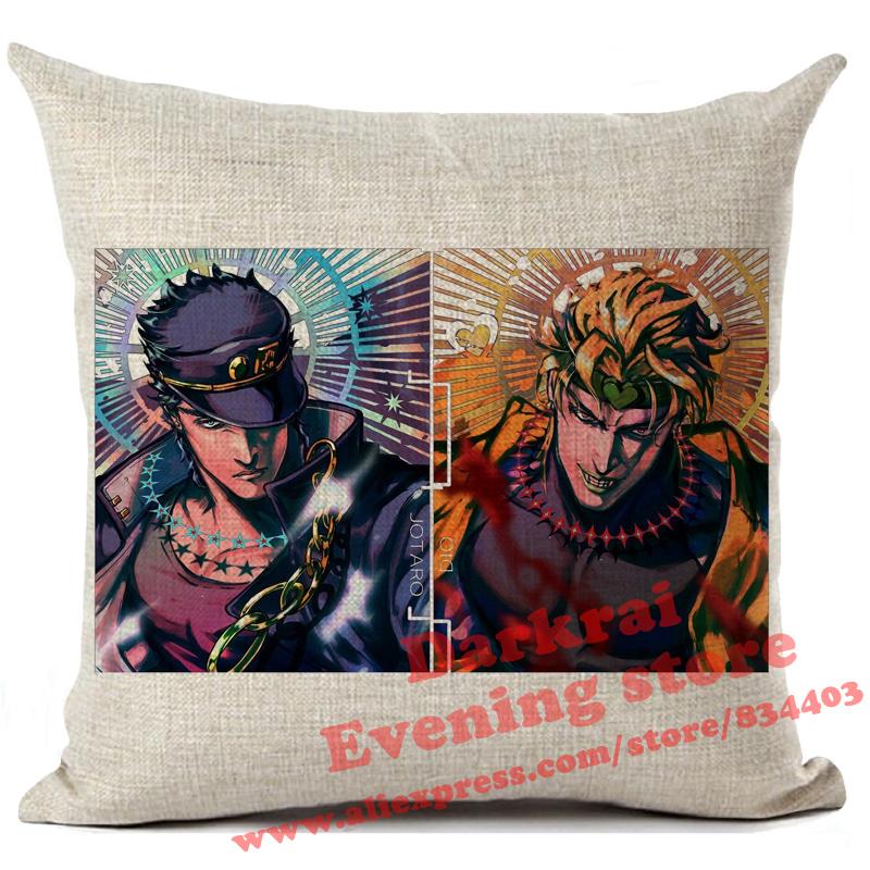Jojos Bizarre Adventure Japanese Harajuku Manga Cushion Cover Living Room Sofa Square Throw Pillows Home Decoration Pillowcase