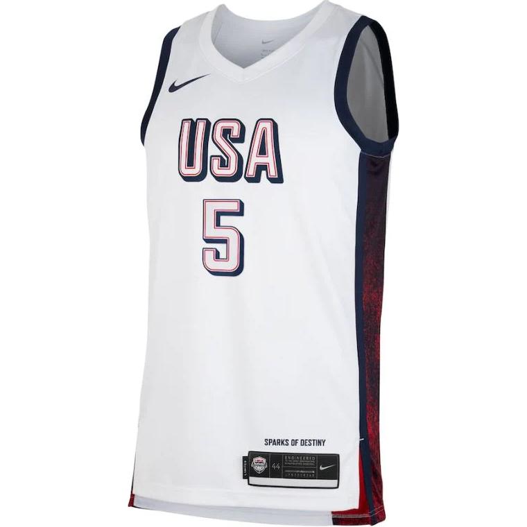 Nike United States Olympic Basketball Team Collection Anthony Edwards Swingman Basketball Jersey Men s White FV5517-100-5 XXL