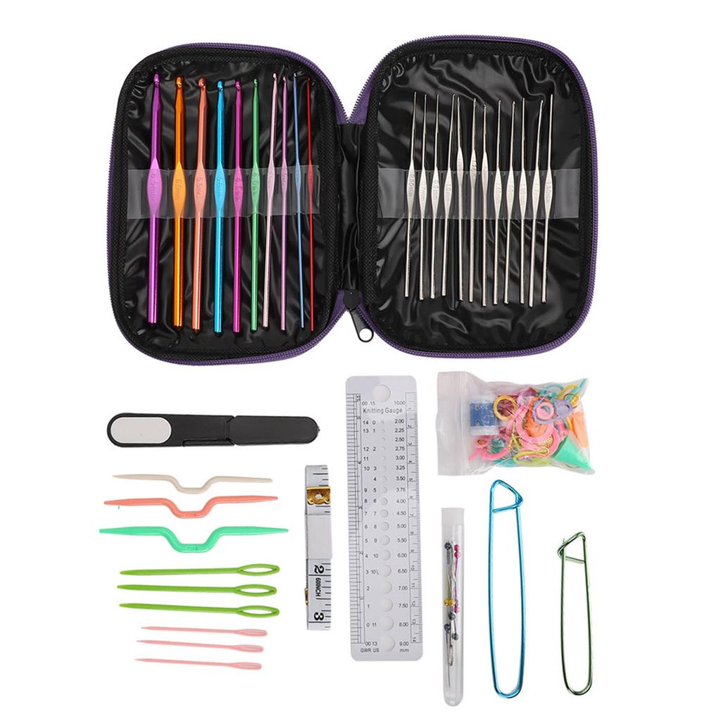 100PcsSet Sweater Knitting Tool 22 Metal Crochet Set Needles Sewing Tools Kit with DIY