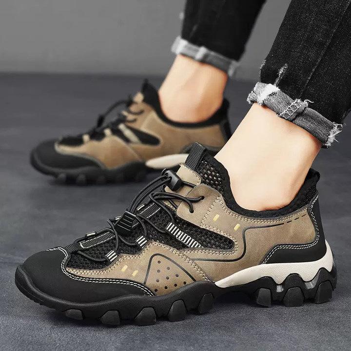 Men's Mesh Shoes Hollow Breathable Mesh Cloth Men's Sandals Non-slip Casual Shoes Fashionable Summer High-quality Outdoor Hiking Shoes