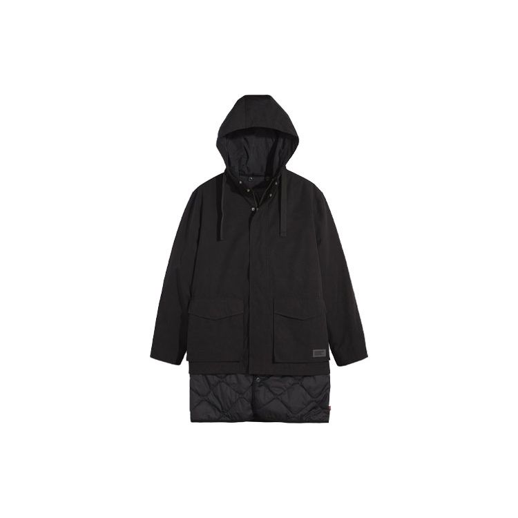 

Levis Повседневная хлопковая куртка с капюшоном и большим карманом, с длинным рукавом, на шнурке, мужские куртки, черная A0702-0000 S