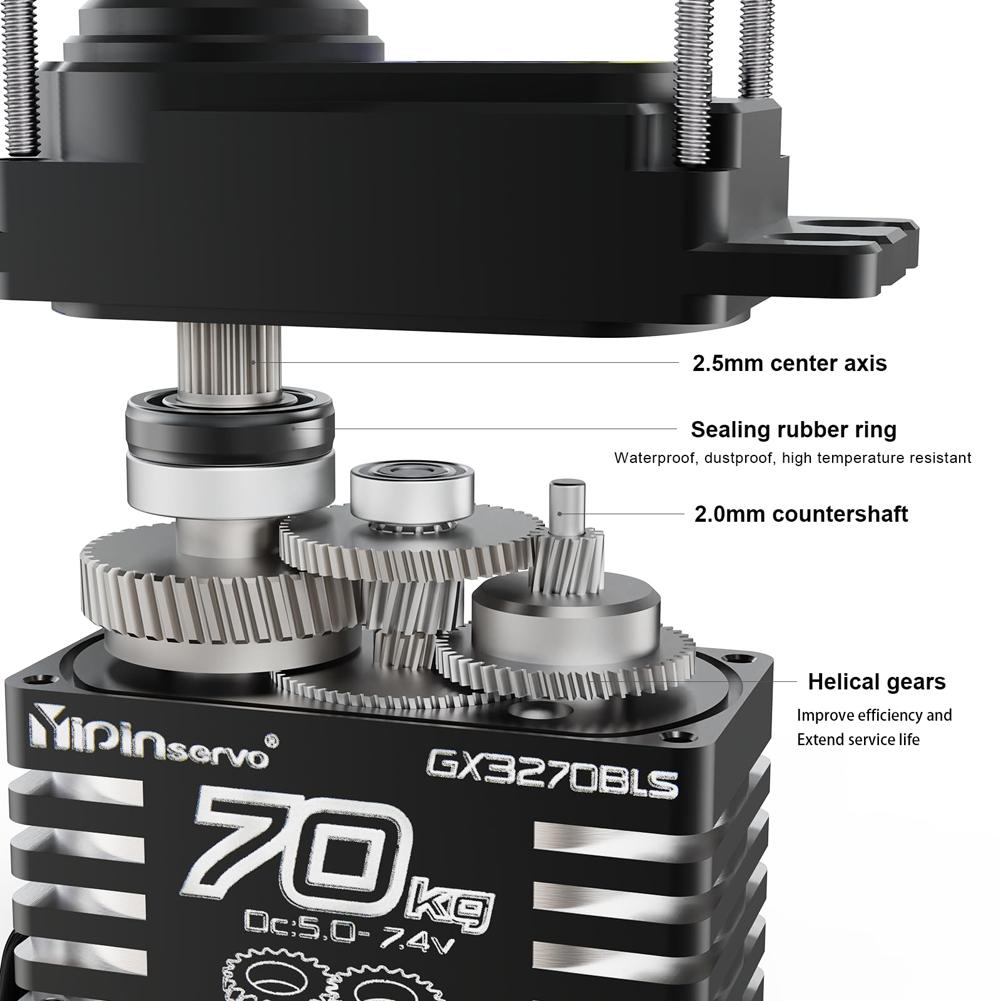 70KG Brushless Servos 7.4V Oblique Gear High Torque Servos Digital Servos for 1/8 1/10 1/12 RC Truck Car Crawler Boat Robot