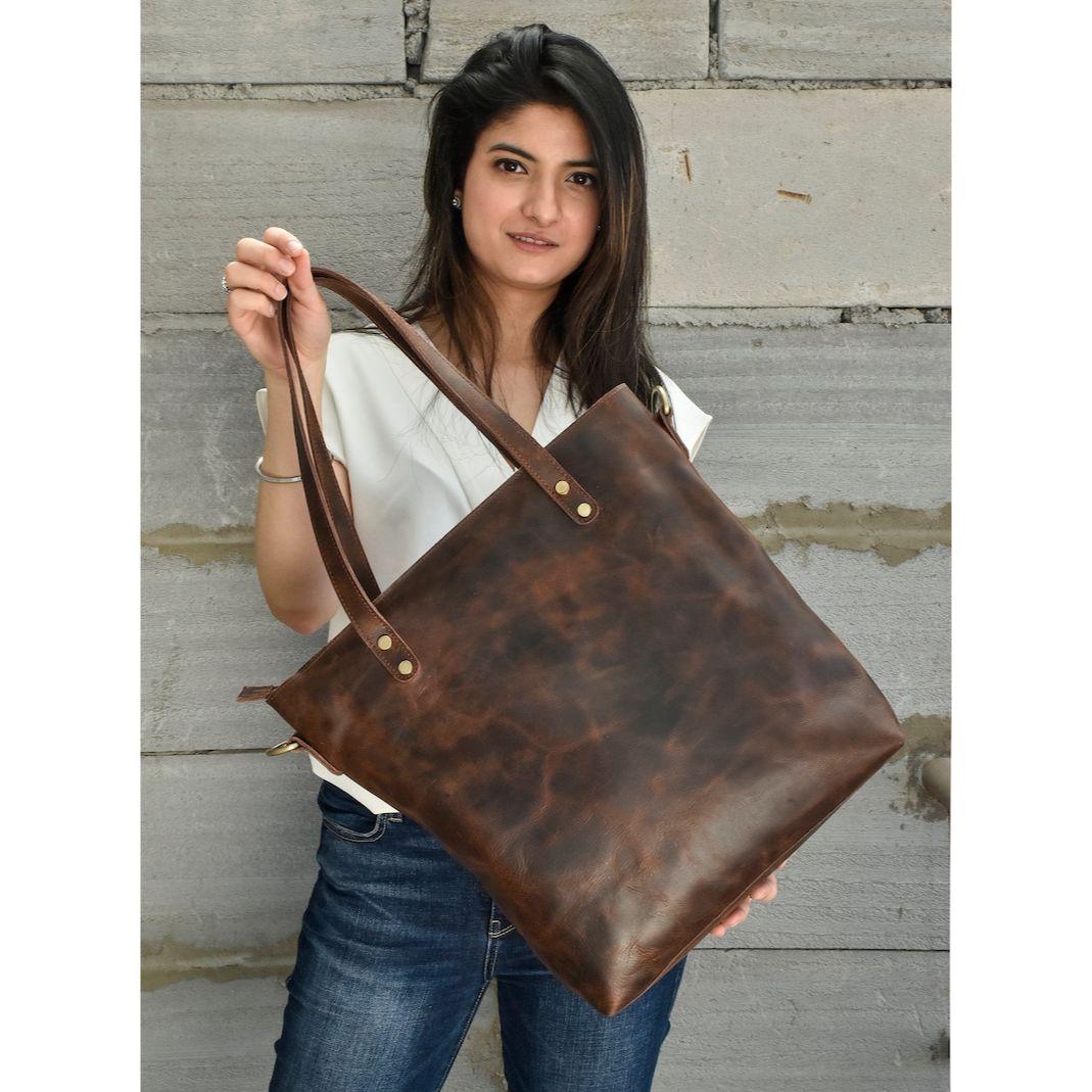 

leather tote bag for woman leather purse anniversary gift for her leather laptop woman work bag girlfriend shoulder shopper handmade 16 x 12 x 5 in