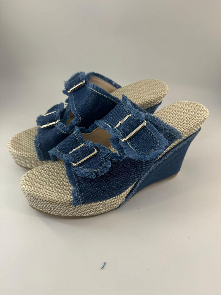 Damstorlek Kil Denim Spänne Slip-on Sandaler - Sommar Utomhus Casual
