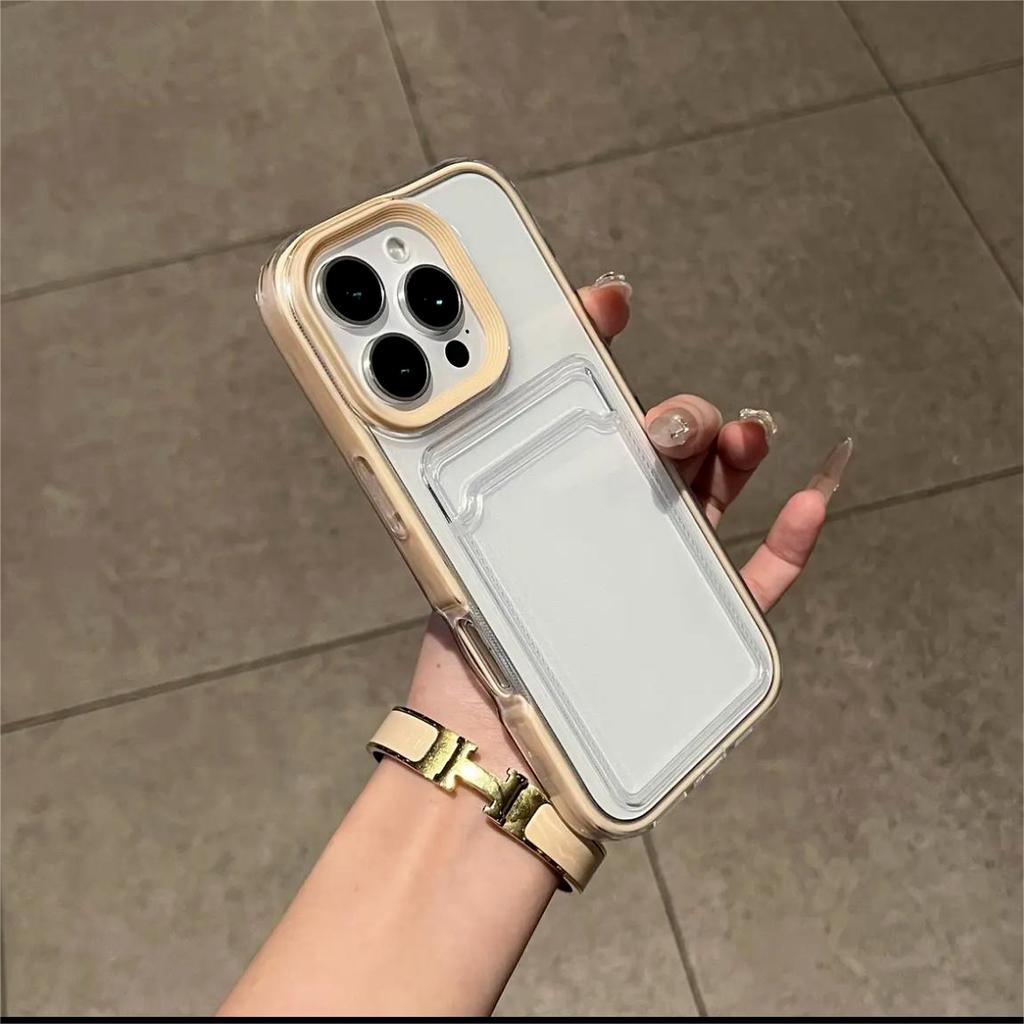 Luxury Card Bag Transparent Phone Case For iPhone 11 12 13 14 15 16 Pro Max Plus X Xs XR Clear Shockproof Bumber Cover