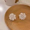 Big White Camellia Flower Imitation Pearl Stud Earring for Women Elegant Korean Sweet Resin Ear Wedding Party Jewelry