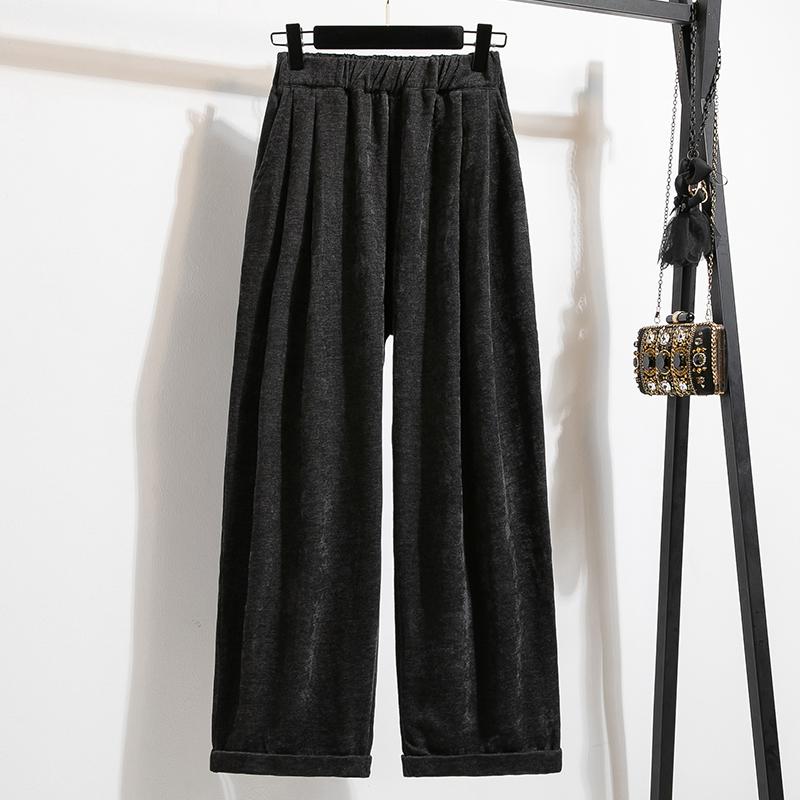 Dimanaf 2025 Autumn Plus Size Corduroy Trousers New Women Clothing Fashion Loose Pleated Red Pants