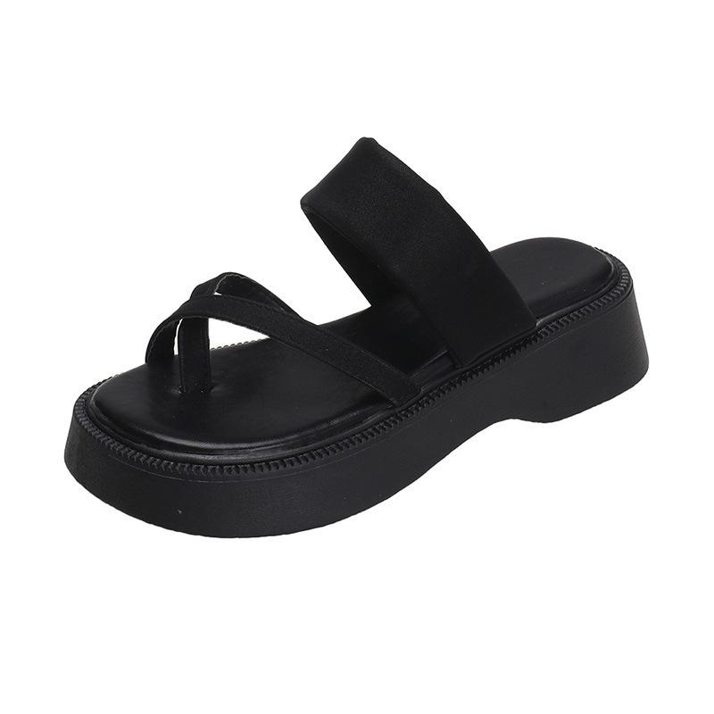 Fashion slippers women wear versatile flip-flops women 2025 summer new versatile toe thick bottom non-slip moisture muffin clip
