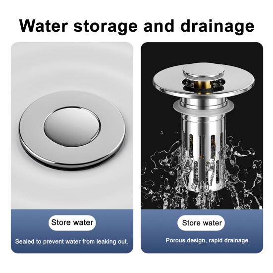 Brass Core Sink Stopper Stainless Steel Bathroom Sink Drain Strainer Easy Install Anti-Blocking Filter