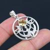 Natural Citrine Gemstone Pendant, 925 Sterling Silver, Triple Moon Goddess Celtic Pentagram Pentacle Handmade Pendant Gift For Valentine's Day