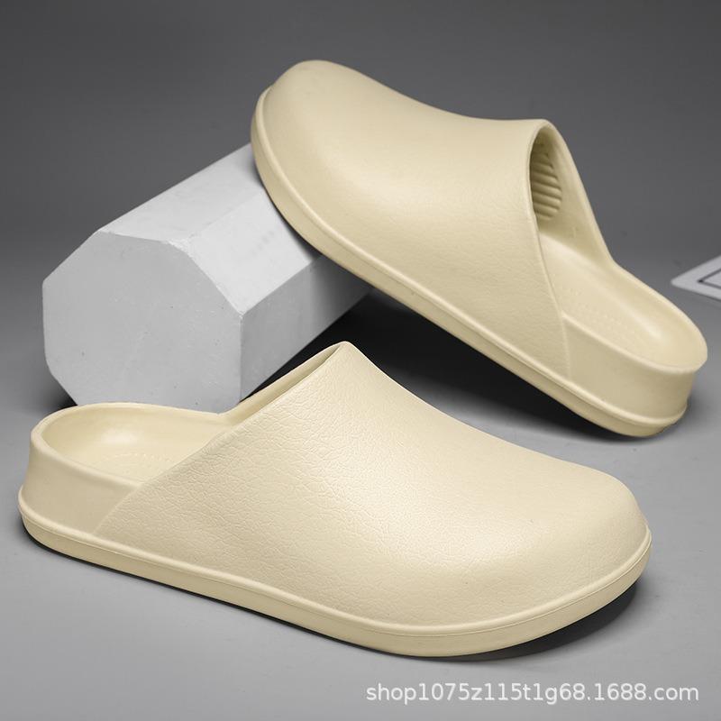 New men's solid color hole shoes platform non-slip wear-resistant fashion simple outdoor beach bag head slippers
