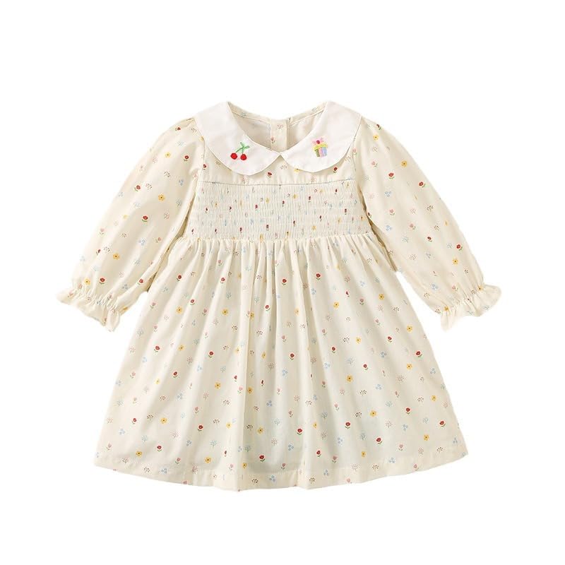 

Юбка для маленьких девочек с длинным рукавом, детская одежда, одежда для девочек, милый цветочный узор, номер, белый [Z-ONE], цельная, весна/осень (JP, Размер, 80, Абрикосовый)