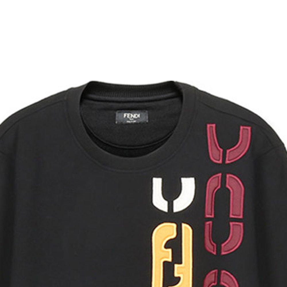 Fendi Sweatshirts Men's Black Crew Neck Moderate Regular FY0178ADVKF0QA1