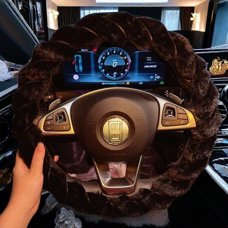 New Car Steering Wheel Cover Winter Plush Cute Warm Women's Cartoon High-End Trendy Goddess Steering Wheel Cover
