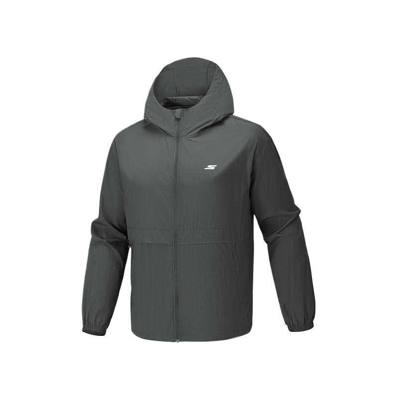 Skechers Basic Sports Series Long Sleeve Hooded Solid Color Fitted Jacket Unisex jackets P226U001-013P S