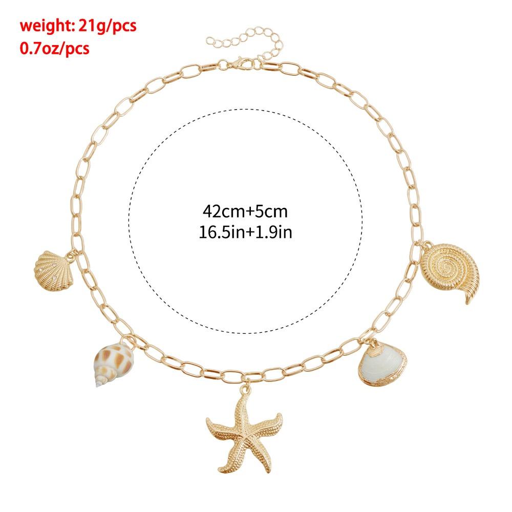 Summer Ocean Elements Starfish Shell Conch Pearl Tassel Choker Necklace for Women Bohemia Casual Beach Vacation Outfit Jewelry