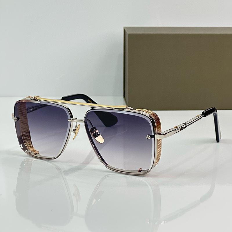 Men's Luxury Black Gold Diamond Cut Pilot Sunglasses Limited Edition Top Quality Hand Craft Double Bridge Alloy Solar Glasses