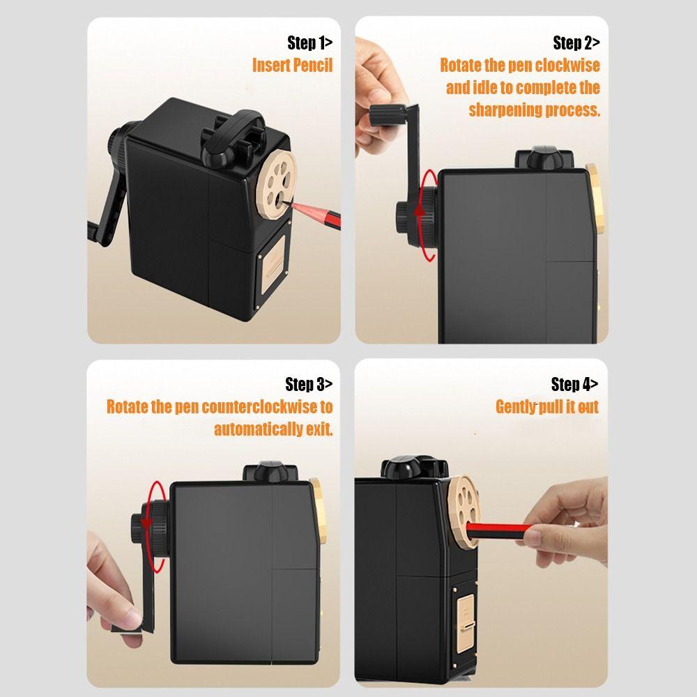 Large Caliber Pencil Sharpener Porous Hand Cranked Sketching Sharpener Five-Gear Adjustable Pencil Automatic Advance