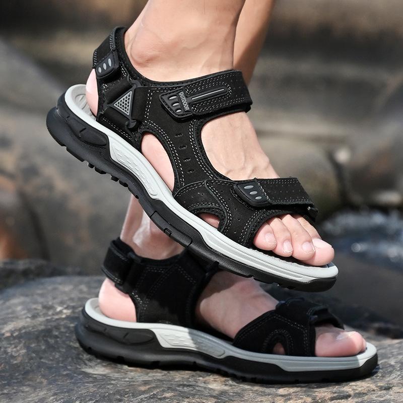 Large Size Summer Breathable Men's Sandals Wear Non-slip First Layer Cowhide Lightweight Outdoor Beach Shoes Casual Shoes