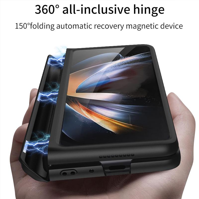 Magnet Hinge Stand Case For Samsung Galaxy Z Fold 4 3 5g Fold4 Fold3 Case Magnetic Adsorption Holder Matte Hard Pc Phone Cover