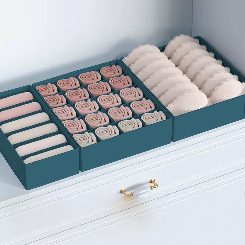 منظم أدراج قماشي ثلاثة في واحد للملابس الداخلية والجوارب وحمالات الصدر