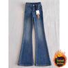 Women's Retro Elastic Micro-Flare Velvet Jeans - Plus Size, High Waist, Slimming Winter Pants
