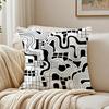Black Abstract Stripe Cushion Cover Breathable Short Plush Cushion Covers Machine Washable Wrinkle-Resistant Soft Durable
