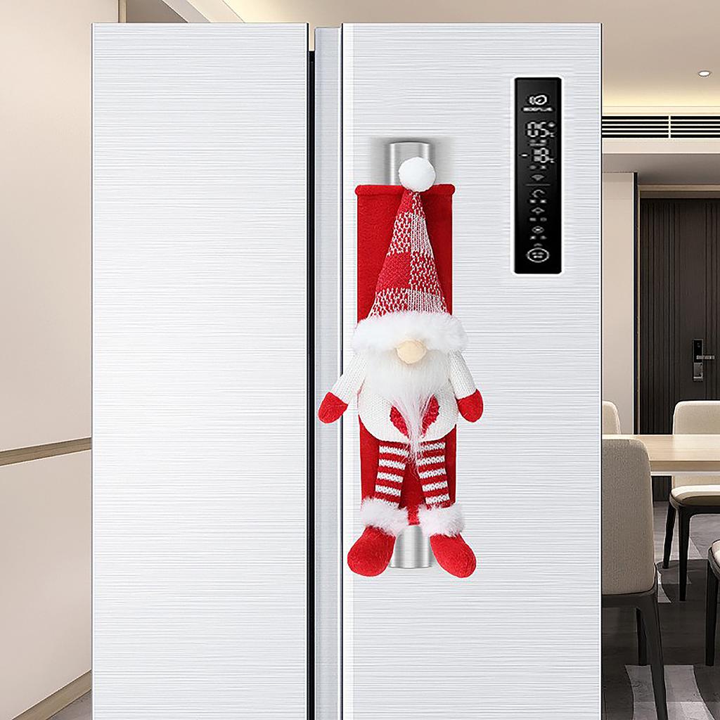 2 Pcs Xmas Refrigerator Handle Cover 23x16cm Gnome Kitchen Appliance Handle Cover for Microwave Dishwasher