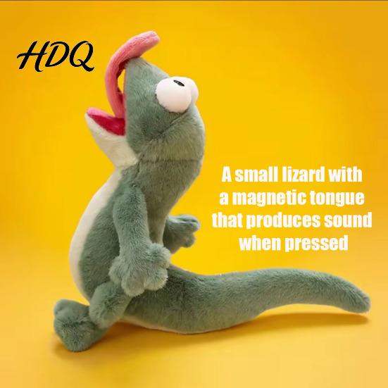 Funny Magnetic Lizard Toy Tongue Plush Toy Cute Chameleon Doll Ornament Stress Relief Squeeze