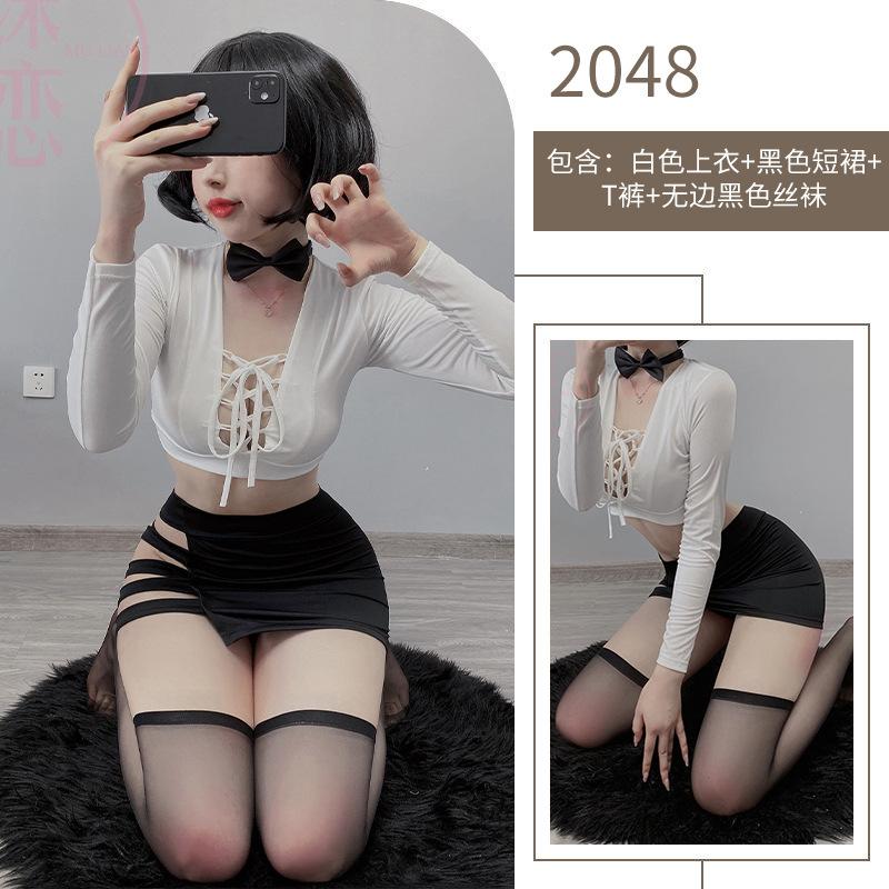 Sex Underwear Uniform Pure Desire Hollow Sexy Secretary Professional Cosplay Lace-up Royal Sister Uniform Suit