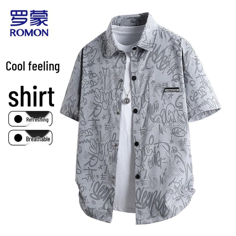

ROMON Men s Ice-Cool Breathable Short Sleeve Casual Shirt 6XL