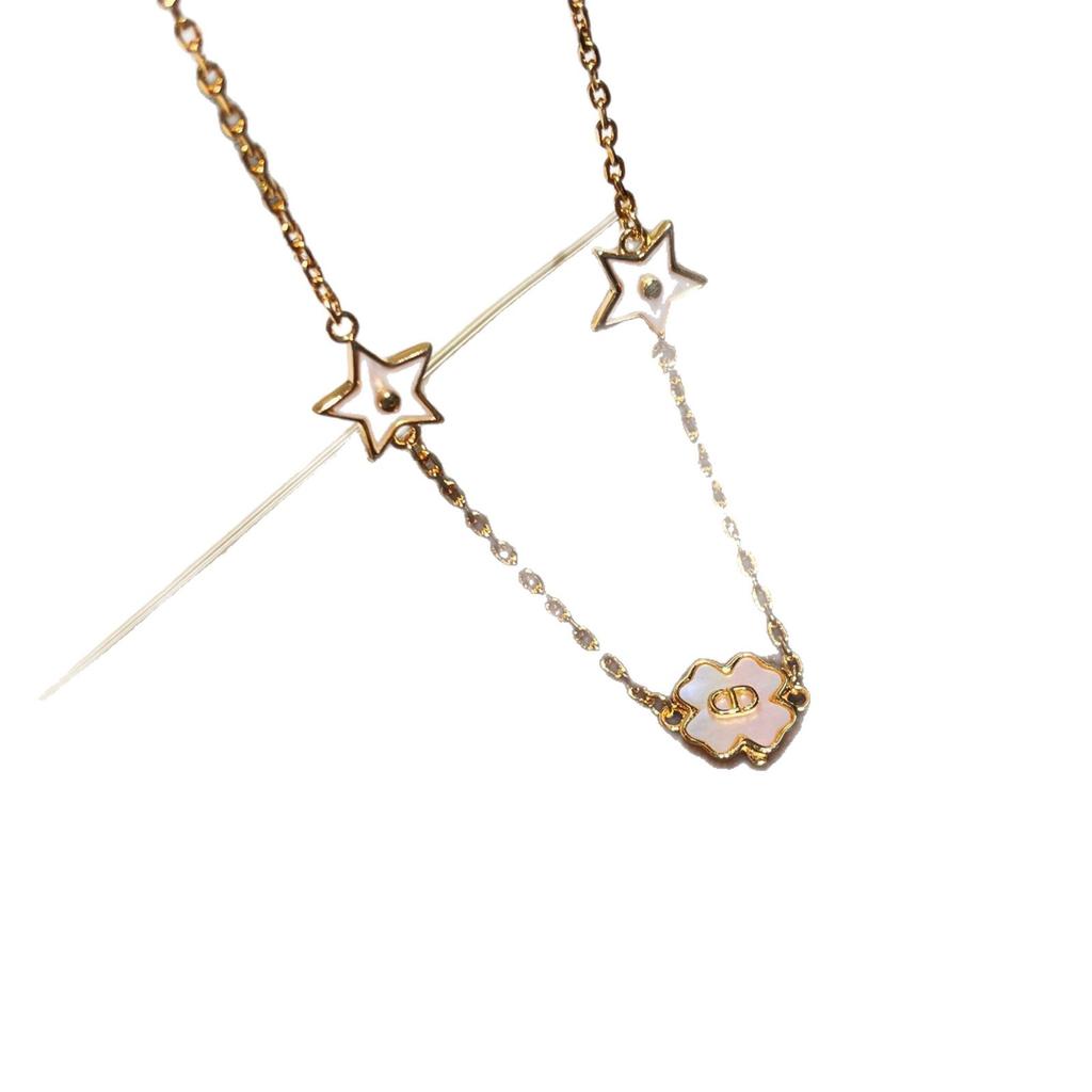 Vintage High Version Star Four-Leaf Clover Fritillary 20 Set Necklace Bracelet Earrings Antique Necklace