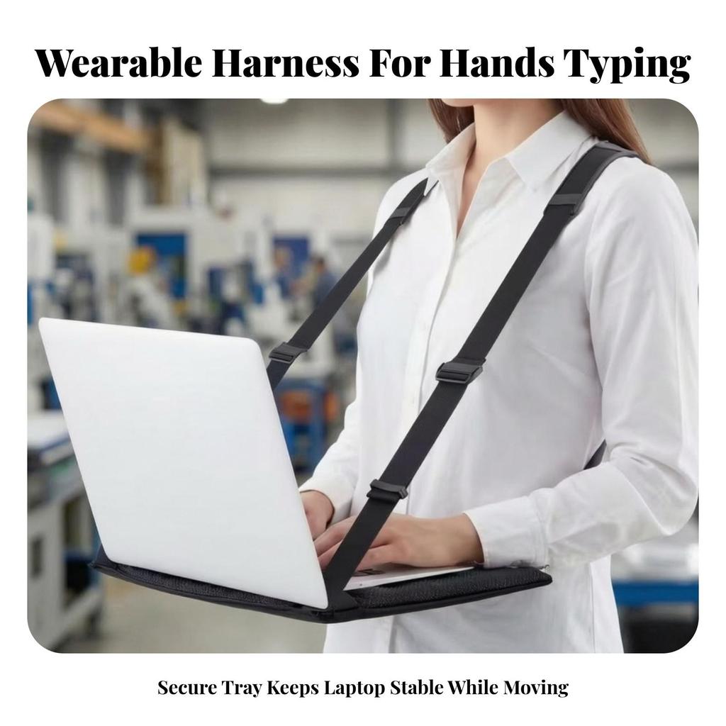 Laptop Harness with Support Adjustable Wearable Desk Mobile for Travel
